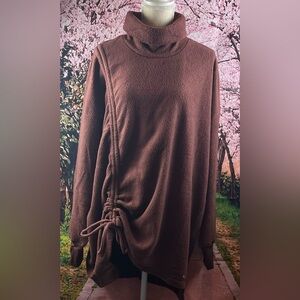 Tahari Sport Size:3X Fleece Jacket Turtleneck Burgundy Long Sleeve Sweater